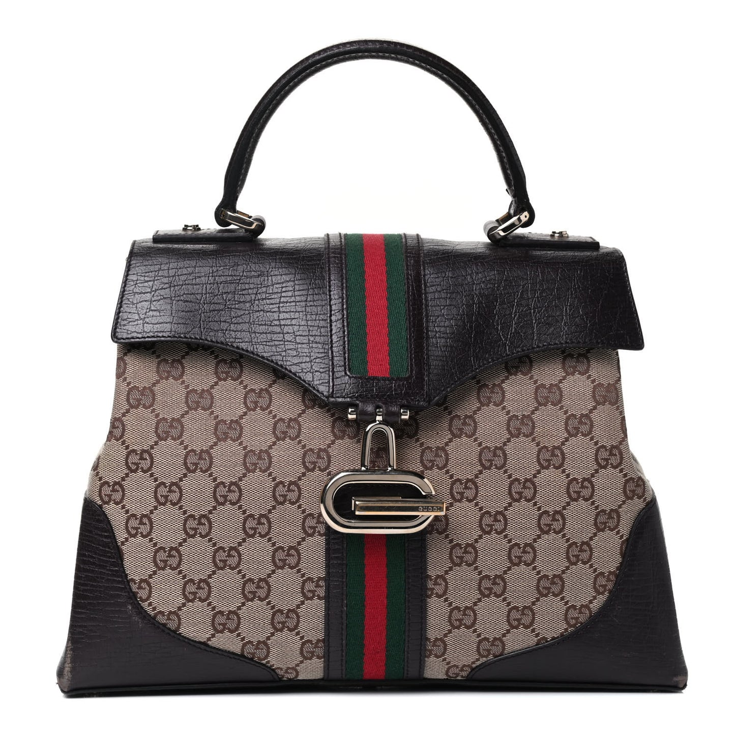 Monogram Web Top Handle Bag Dark Brown