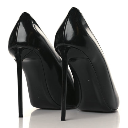 Saint Laurent Patent Calfskin Teddy High Vamp 105 Pumps 38 Black 4 of 9