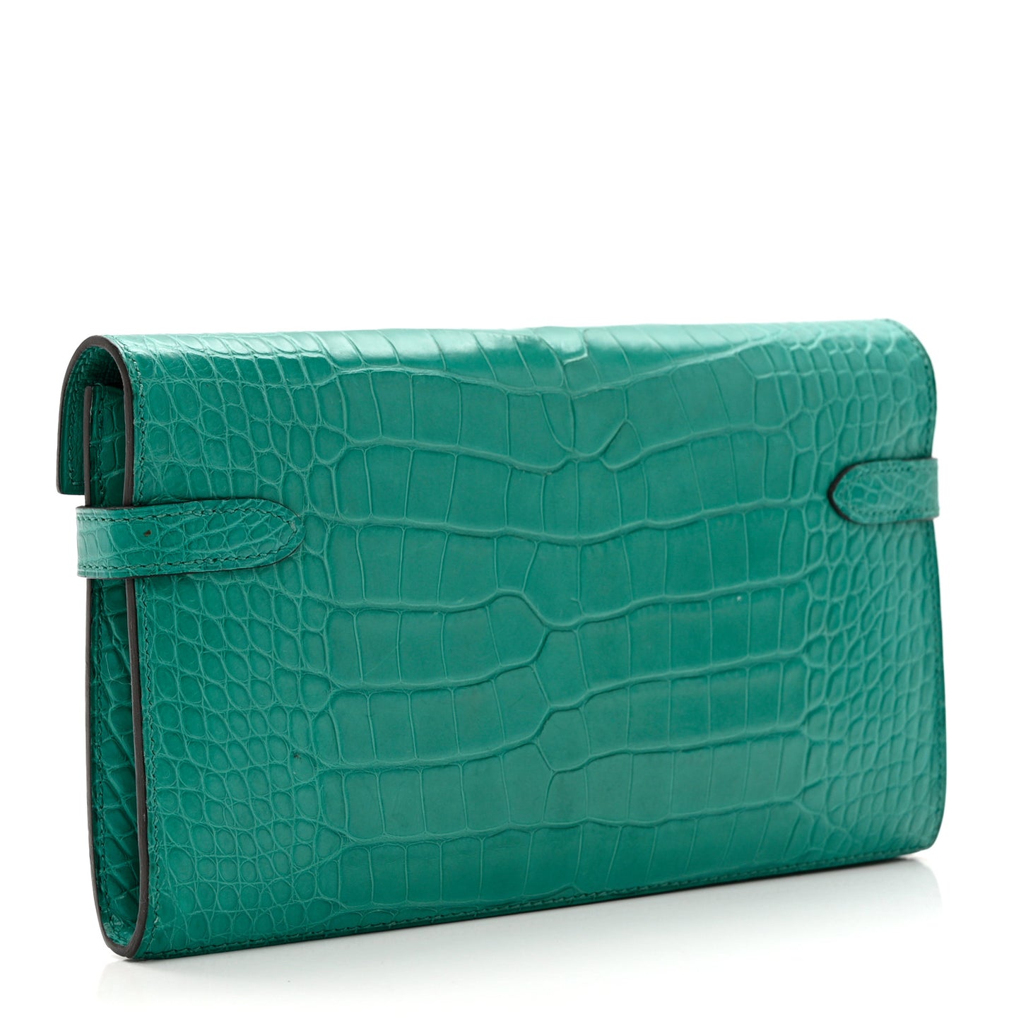 Matte Alligator Kelly Longue Wallet Bleu Paon