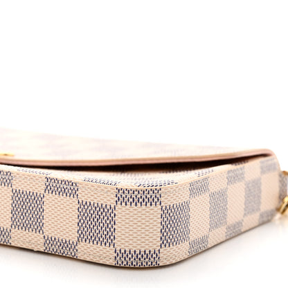 Louis Vuitton Damier Azur Pochette Felicie Chain Wallet Rose Ballerine 12 of 13