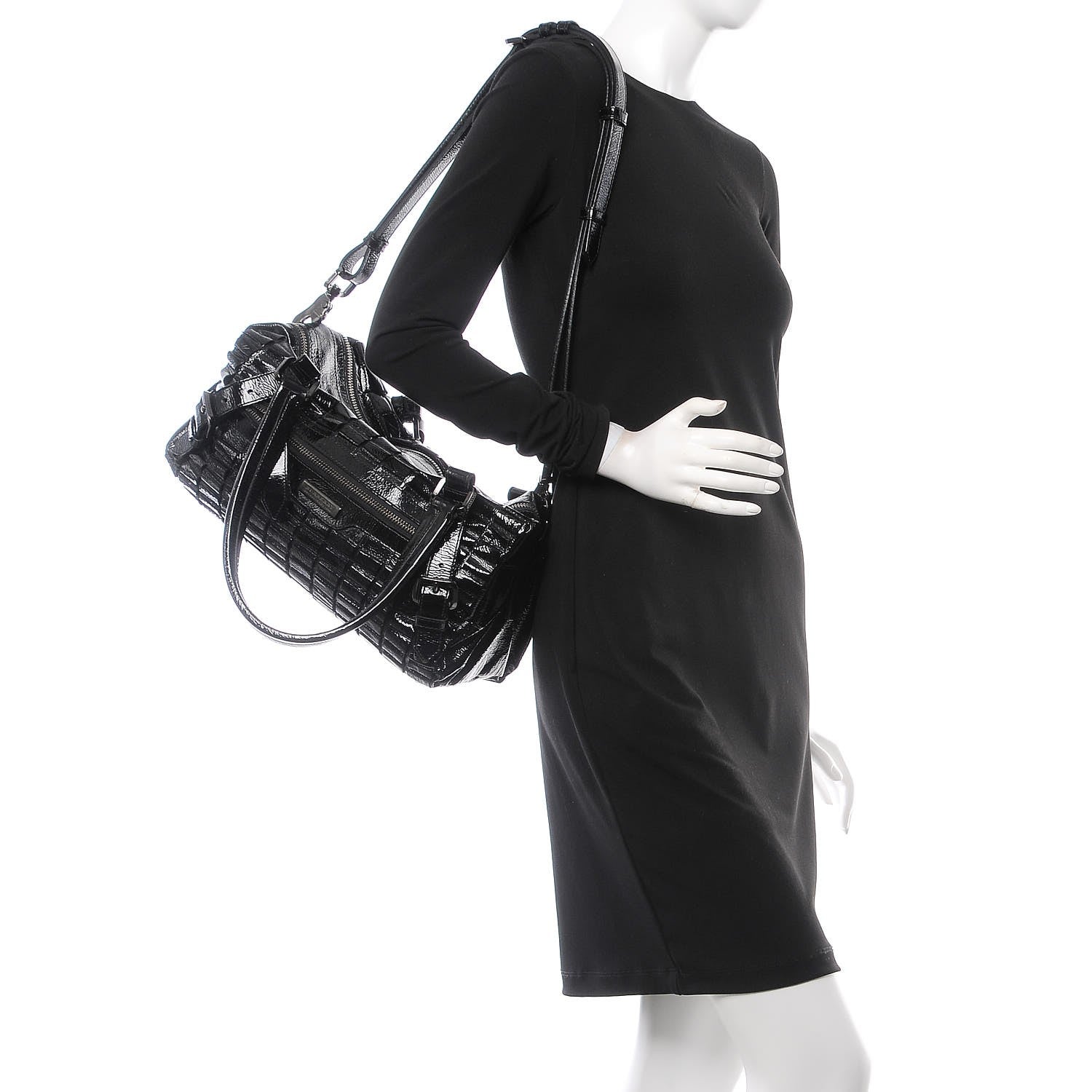 Burberry Patent Cartridge Pleat Tote Black 3 of 15