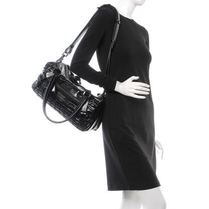 Burberry Patent Cartridge Pleat Tote Black 3 of 15