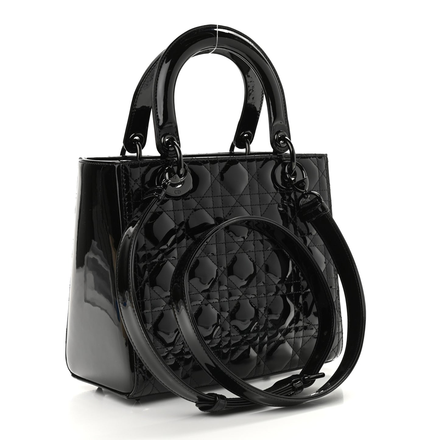 Patent Cannage Medium Lady Dior Black