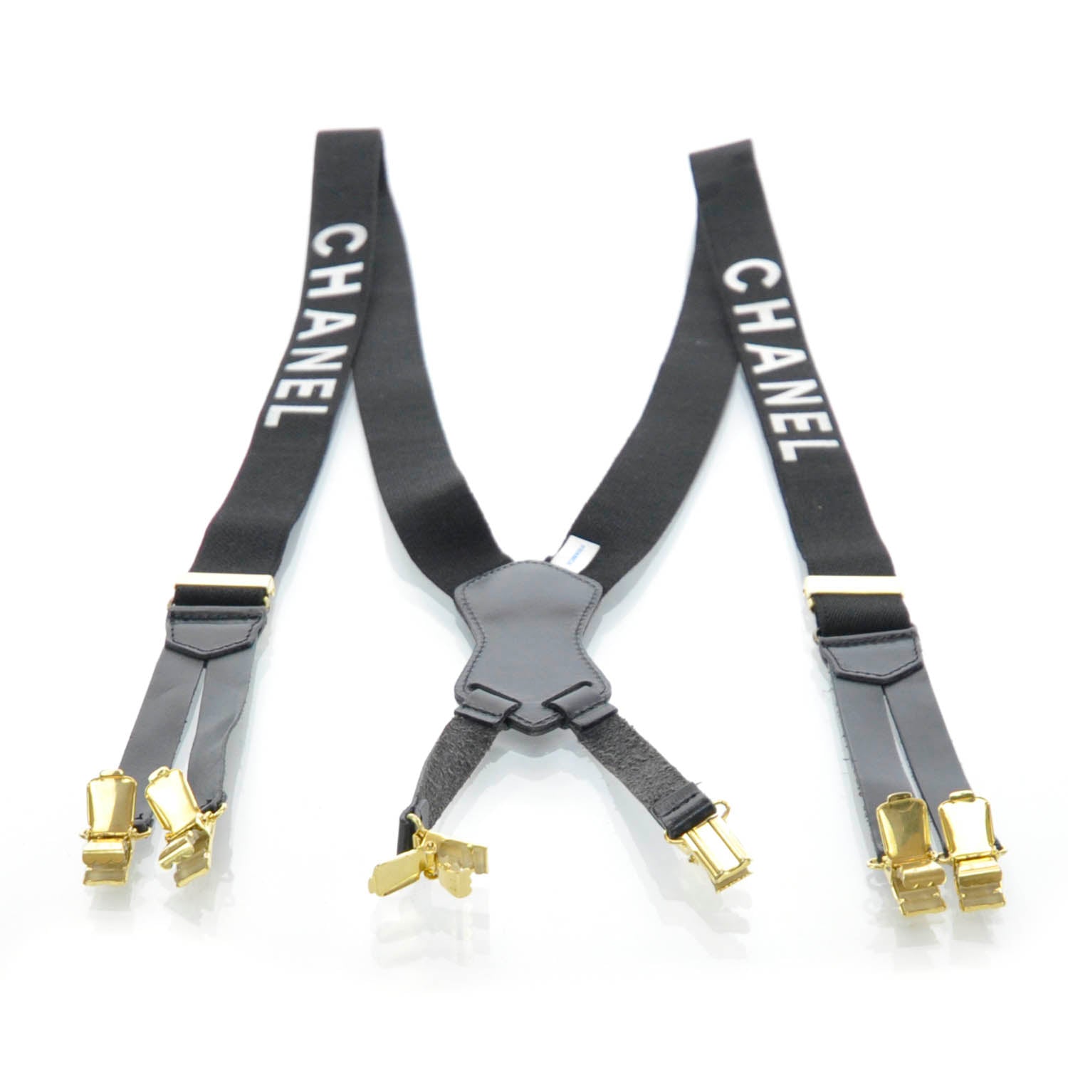 Chanel Logo Suspenders Black White 1 of 5