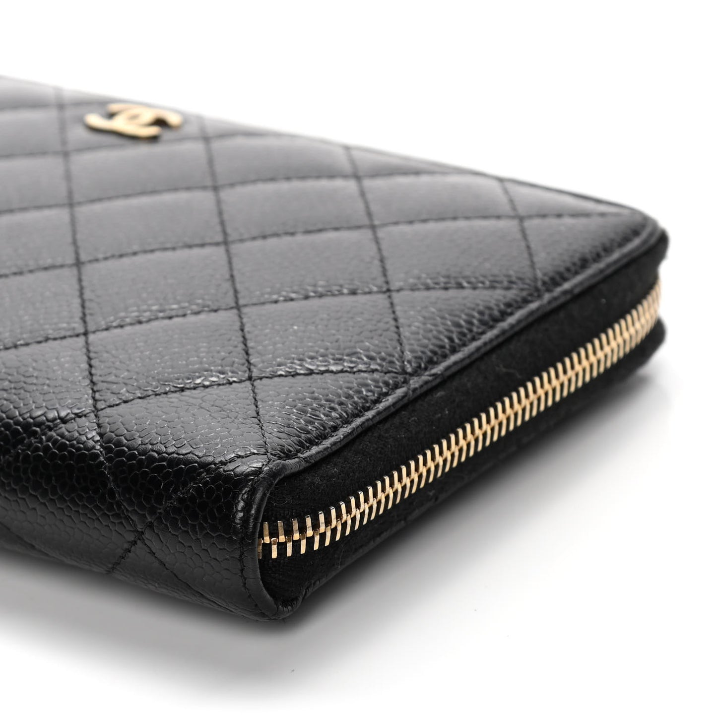 Caviar Quilted Large Zip Around Organizer Wallet Black