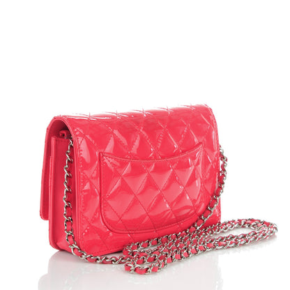 Chanel Patent Quilted Wallet On Chain WOC Pink 3 of 9