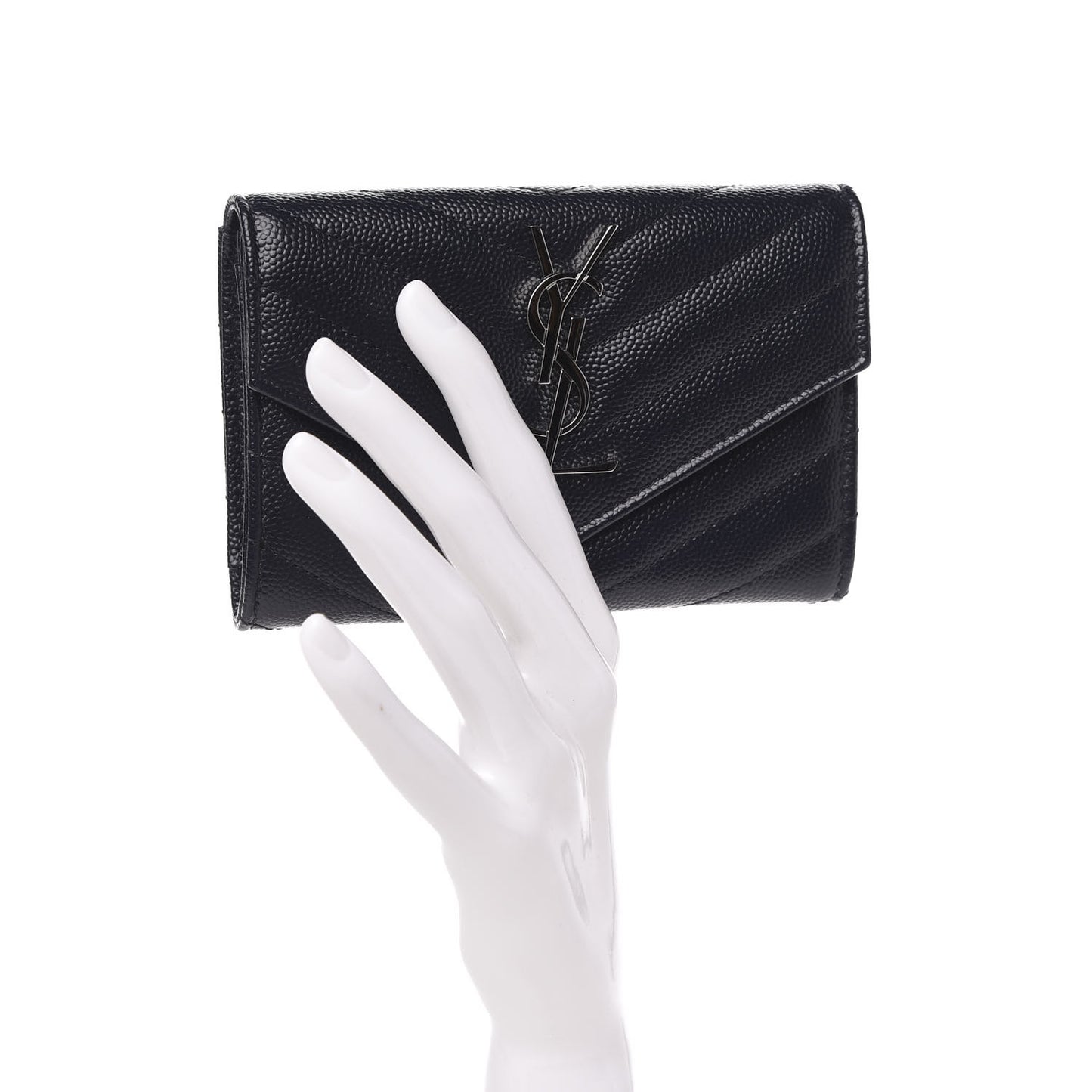 Grain De Poudre Matelasse Chevron Small Monogram Envelope Wallet Deep Marine