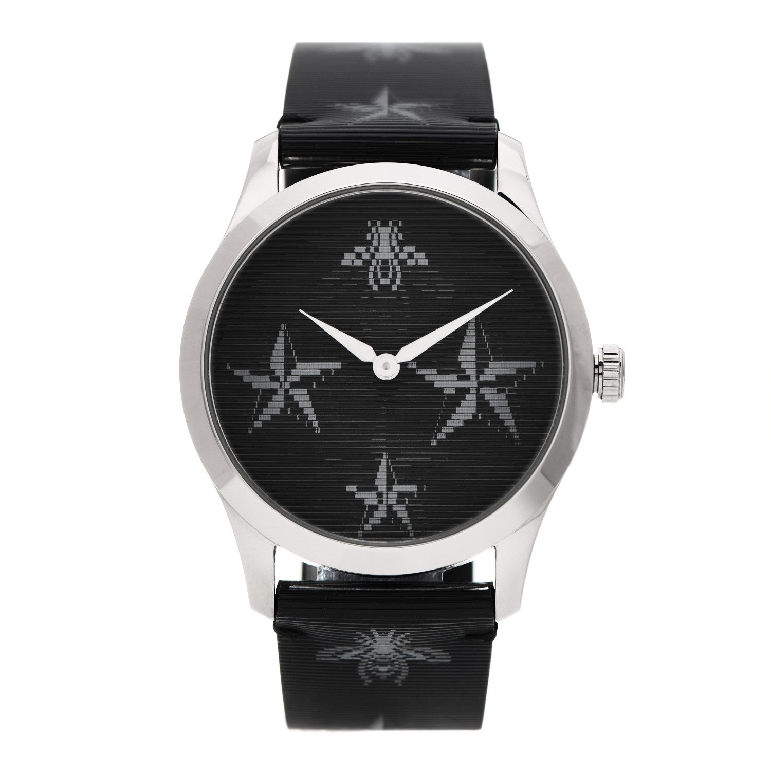 Gucci Stainless Steel Calfskin 38mm G-Timeless Bee Star Hologram Quartz Watch Black 1 of 4