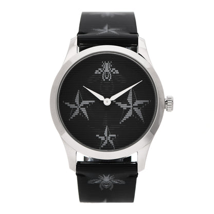 Gucci Stainless Steel Calfskin 38mm G-Timeless Bee Star Hologram Quartz Watch Black 1 of 4