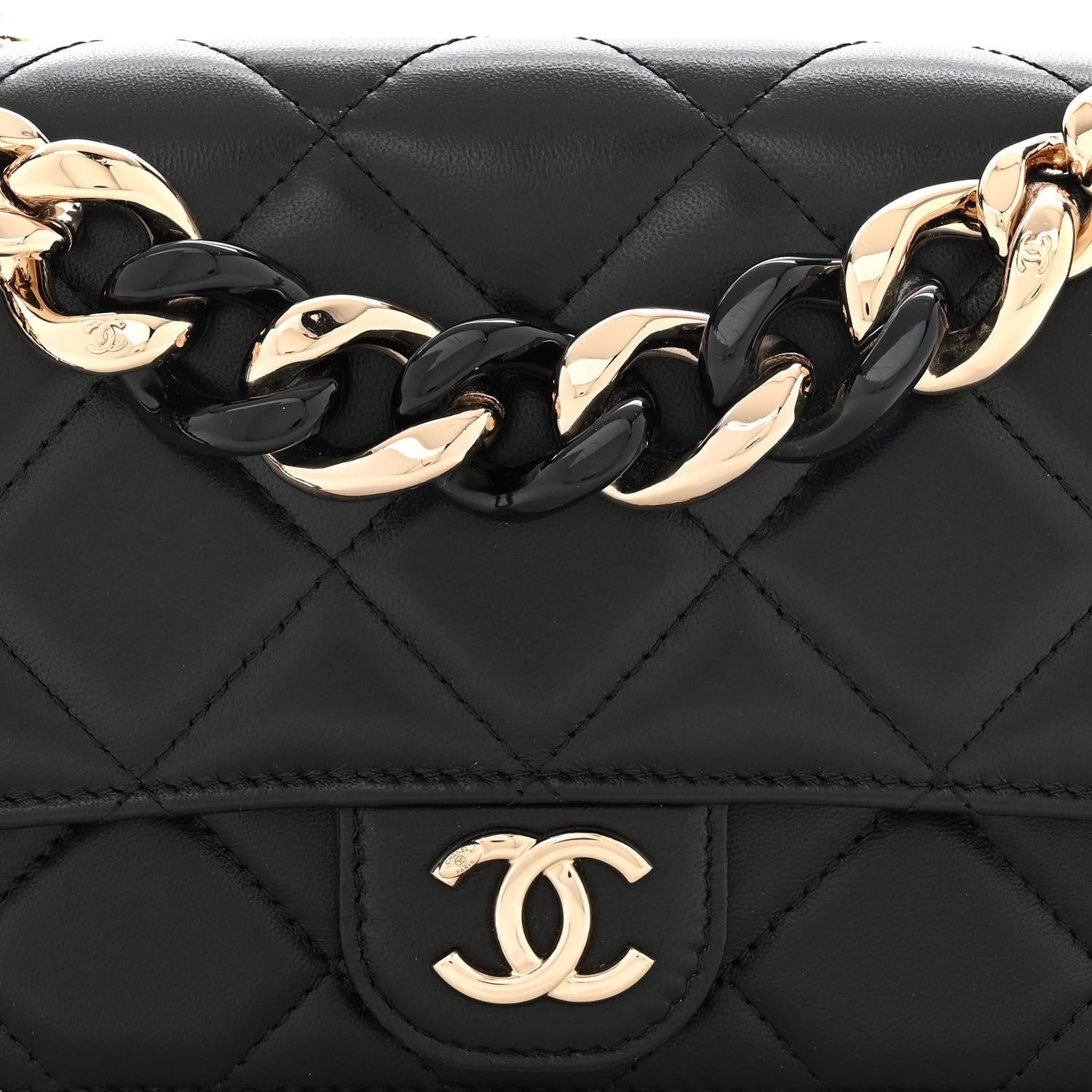 Chanel Lambskin Plexi Quilted Wallet On Chain WOC Black 9 of 12