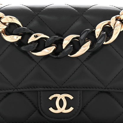 Chanel Lambskin Plexi Quilted Wallet On Chain WOC Black 9 of 12