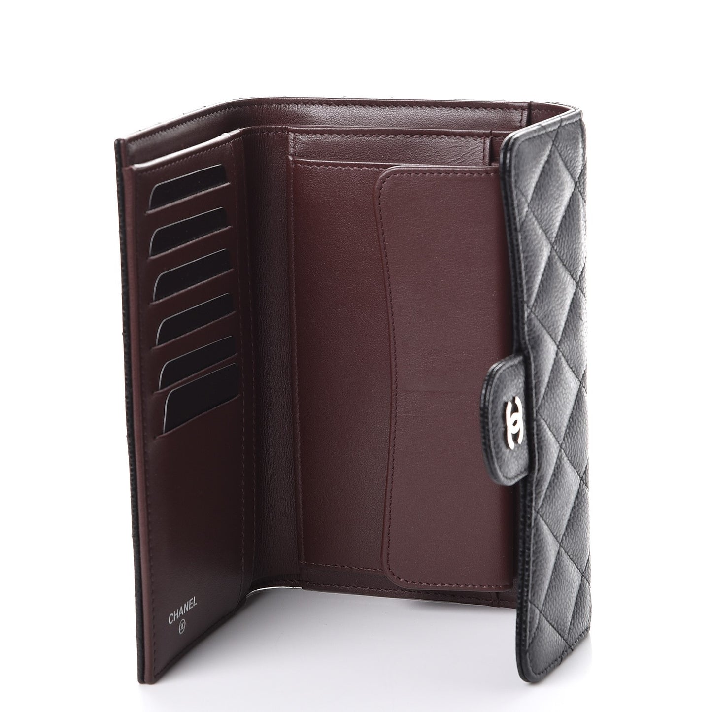 Caviar Quilted Large Flap Wallet Black