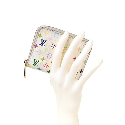 Louis Vuitton Monogram Multicolor Zippy Coin Purse Wallet White Litchi 2 of 10