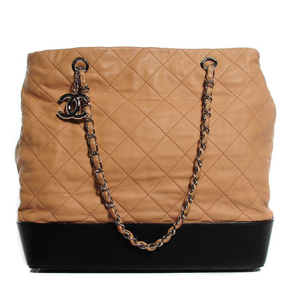 Chanel Calfskin Quilted VIP Tote Beige Black 1 of 7
