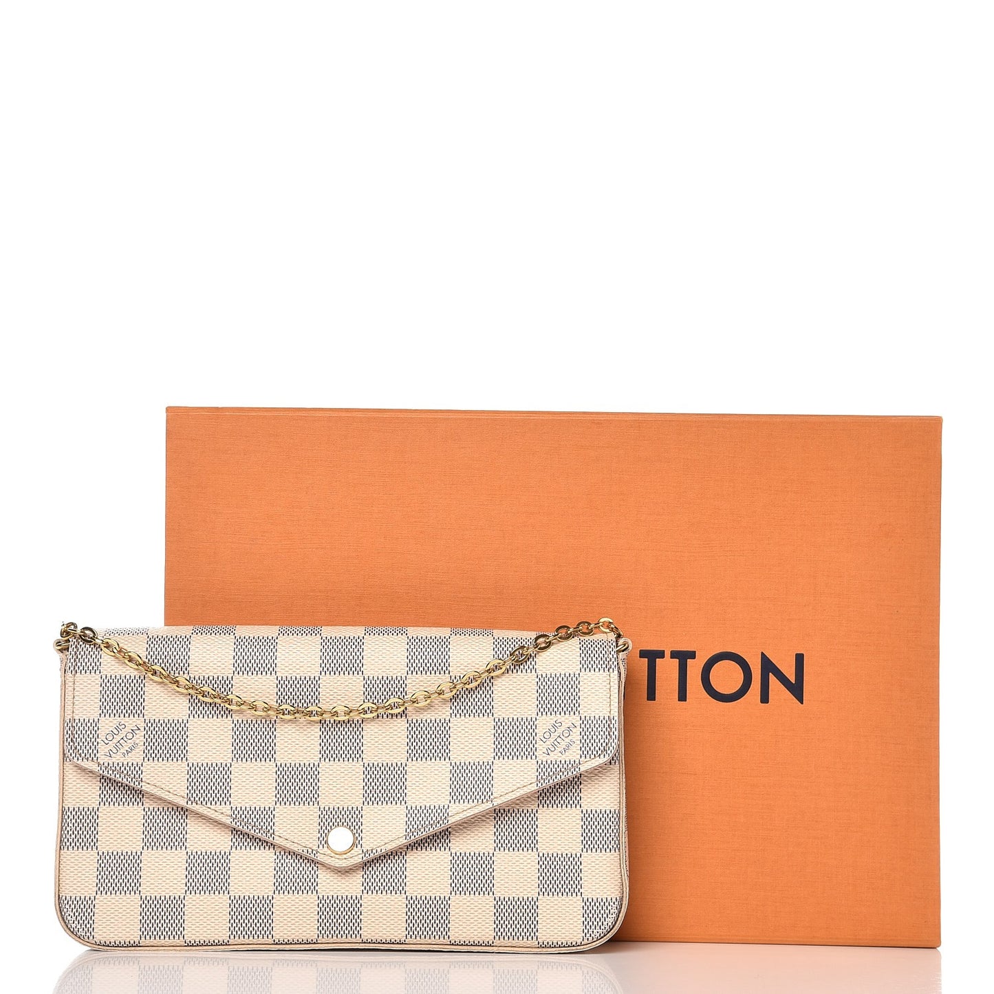 Damier Azur Pochette Felicie Chain Wallet Rose Ballerine