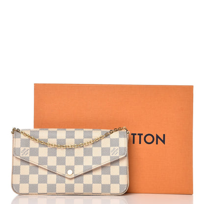 Louis Vuitton Damier Azur Pochette Felicie Chain Wallet Rose Ballerine 12 of 12