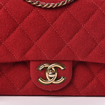 Chanel Wool Felt Grosgrain Quilted Small CC Eyelet Flap Red 8 of 10