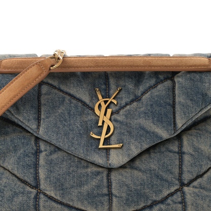 Saint Laurent Denim Quilted Small Loulou Puffer Monogram Chain Satchel Blue Cinnamon 8 of 10