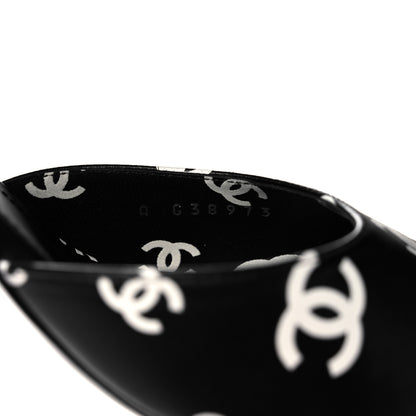 Chanel Lambskin Printed CC Sandals 39 Black White 8 of 8