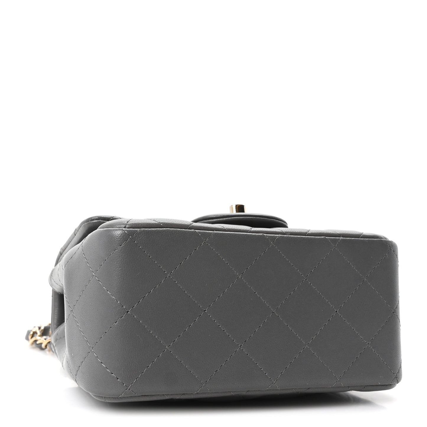 Lambskin Quilted Mini Square Flap Dark Grey