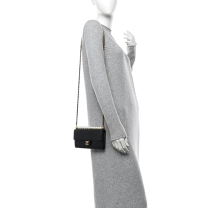 Chanel Goatskin Quilted Chic Pearls Clutch With Chain Black 2 of 10