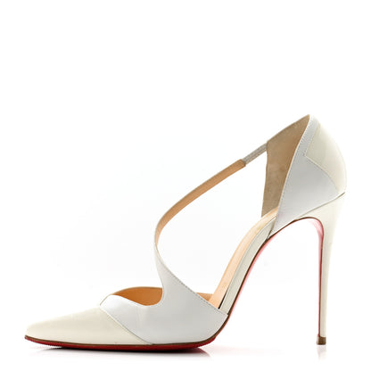 Christian Louboutin Patent Kid Round And Square 100 Pumps 38 Bianco 1 of 12