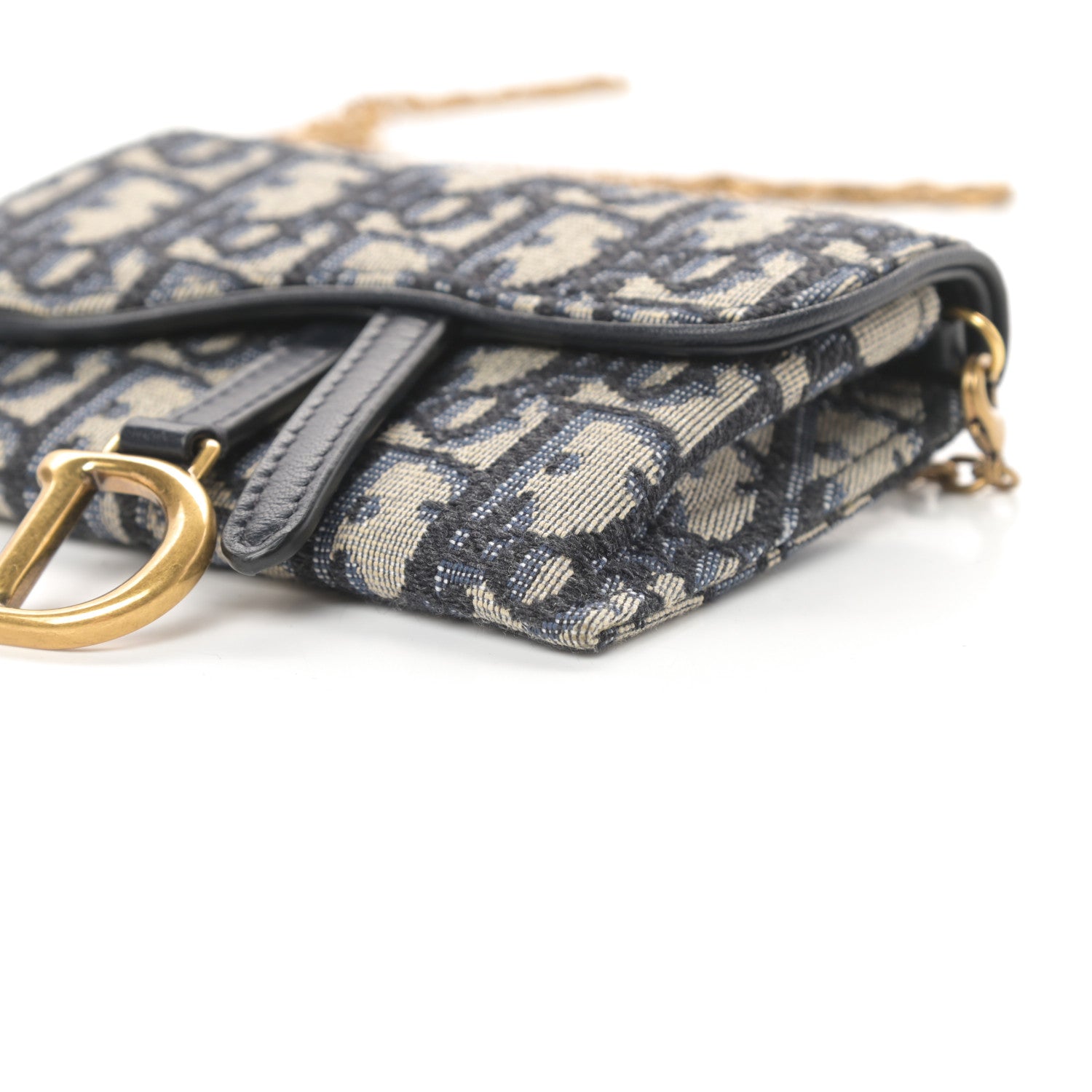 Christian Dior Oblique Nano Saddle Chain Pouch Blue 10 of 14