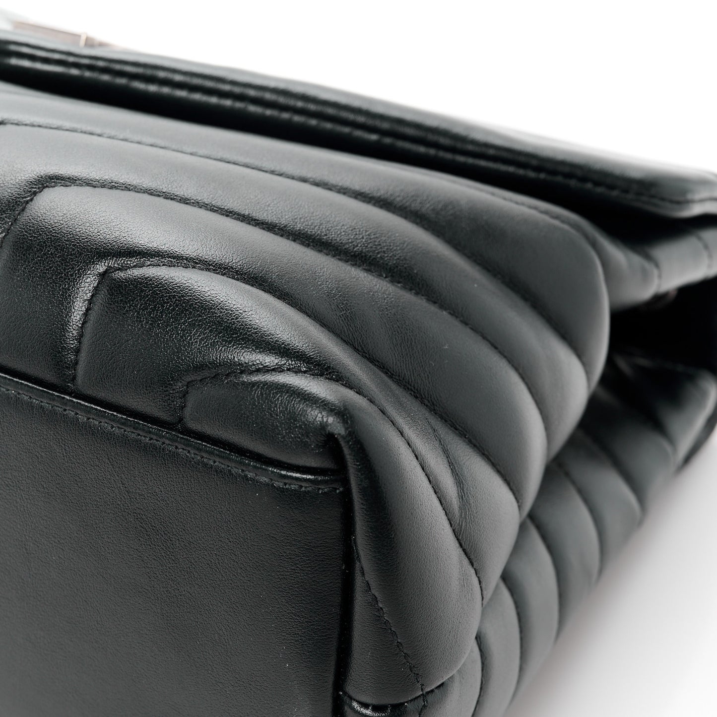 Calfskin Y Quilted Monogram Medium Loulou Chain Satchel Black