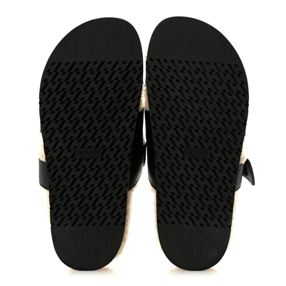 Hermes Calfskin Woolskin Womens Chypre Sandals 40 Black Ecru 6 of 10