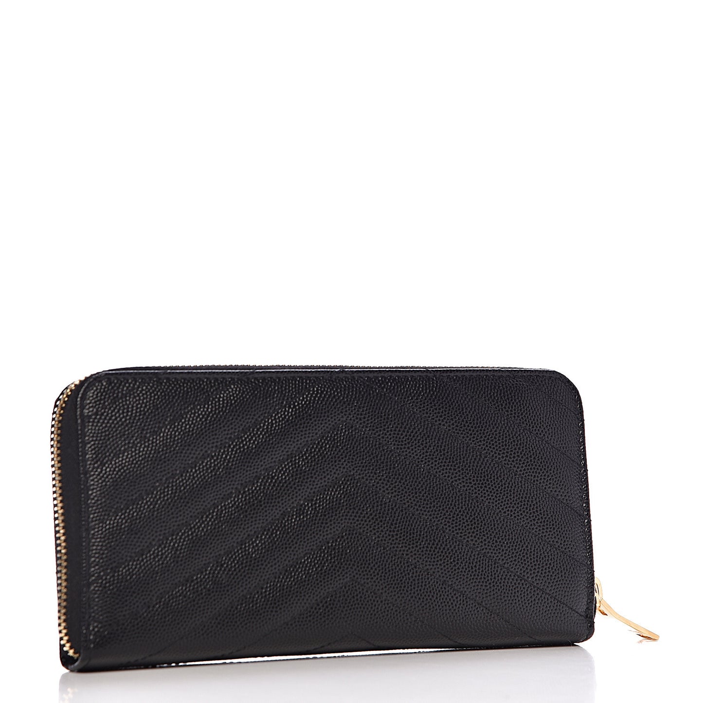 Grain De Poudre Matelasse Chevron Monogram Zip Around Wallet Black