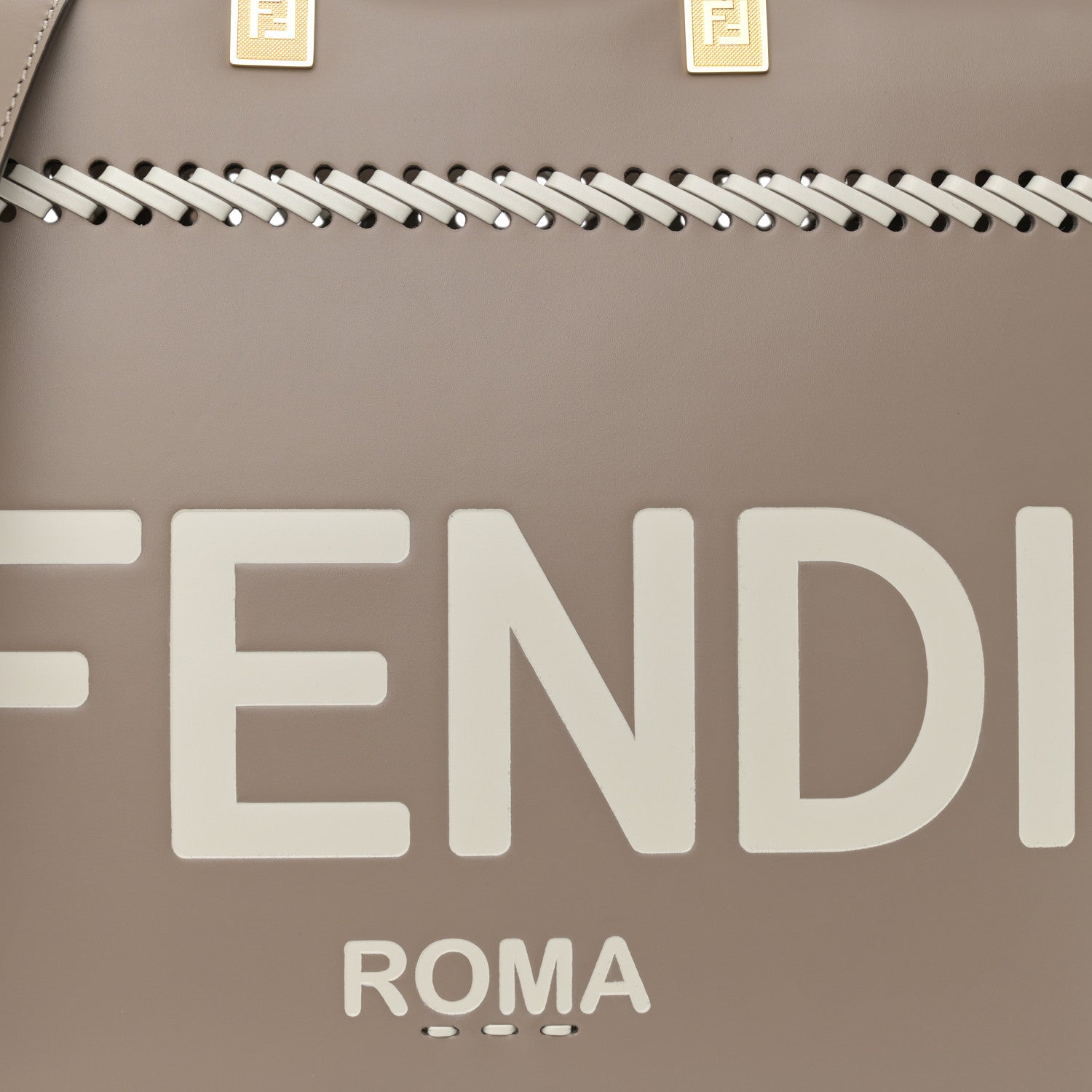 Fendi Vitello King Ceylon Plexiglass Woven Logo Debossed Medium Fendi Sunshine Shopper Tote Tortora 8 of 14