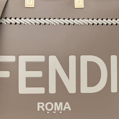 Fendi Vitello King Ceylon Plexiglass Woven Logo Debossed Medium Fendi Sunshine Shopper Tote Tortora 8 of 14
