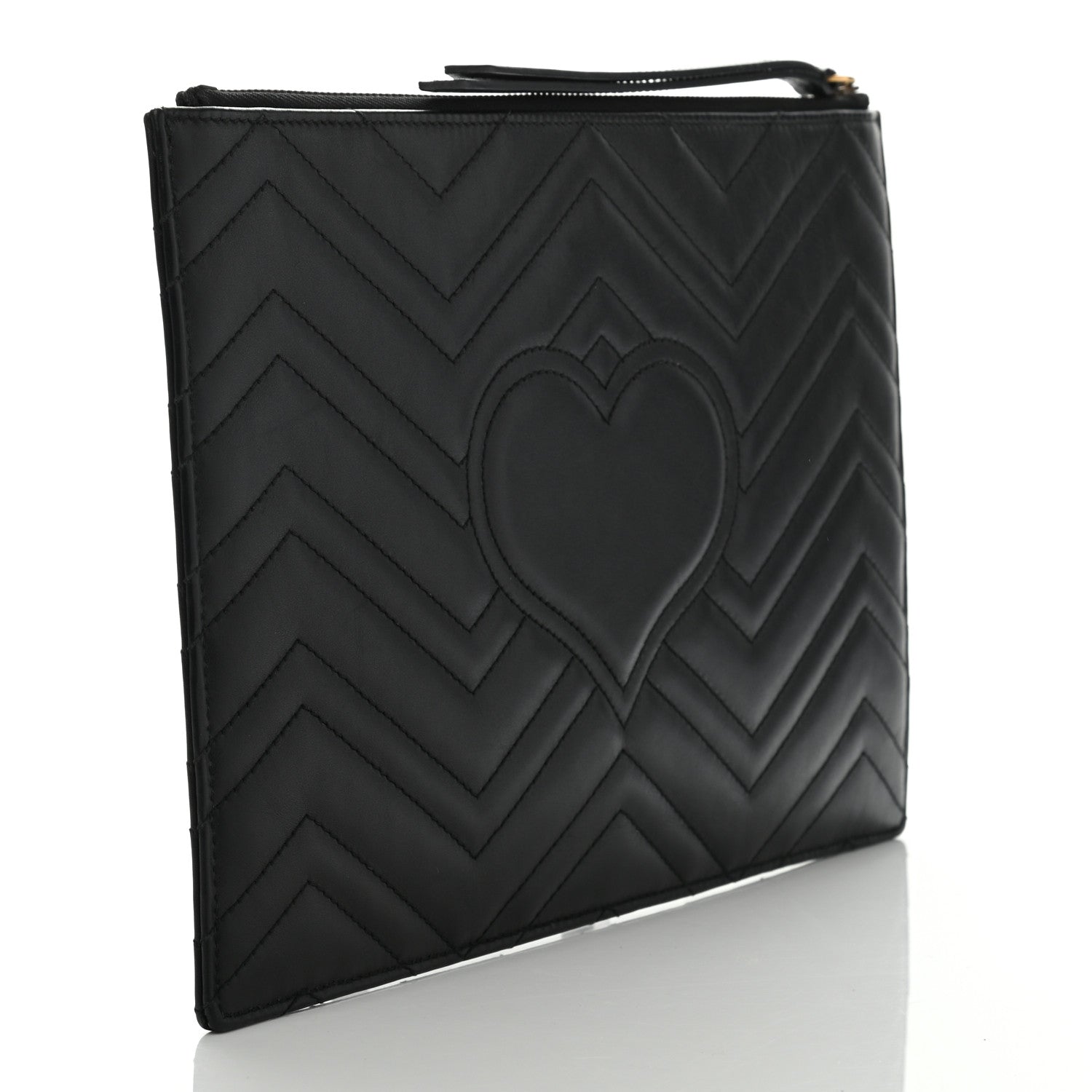 Gucci Calfskin Matelasse Large GG Marmont Zip Pouch Black 3 of 11