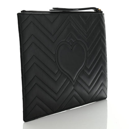 Gucci Calfskin Matelasse Large GG Marmont Zip Pouch Black 3 of 11