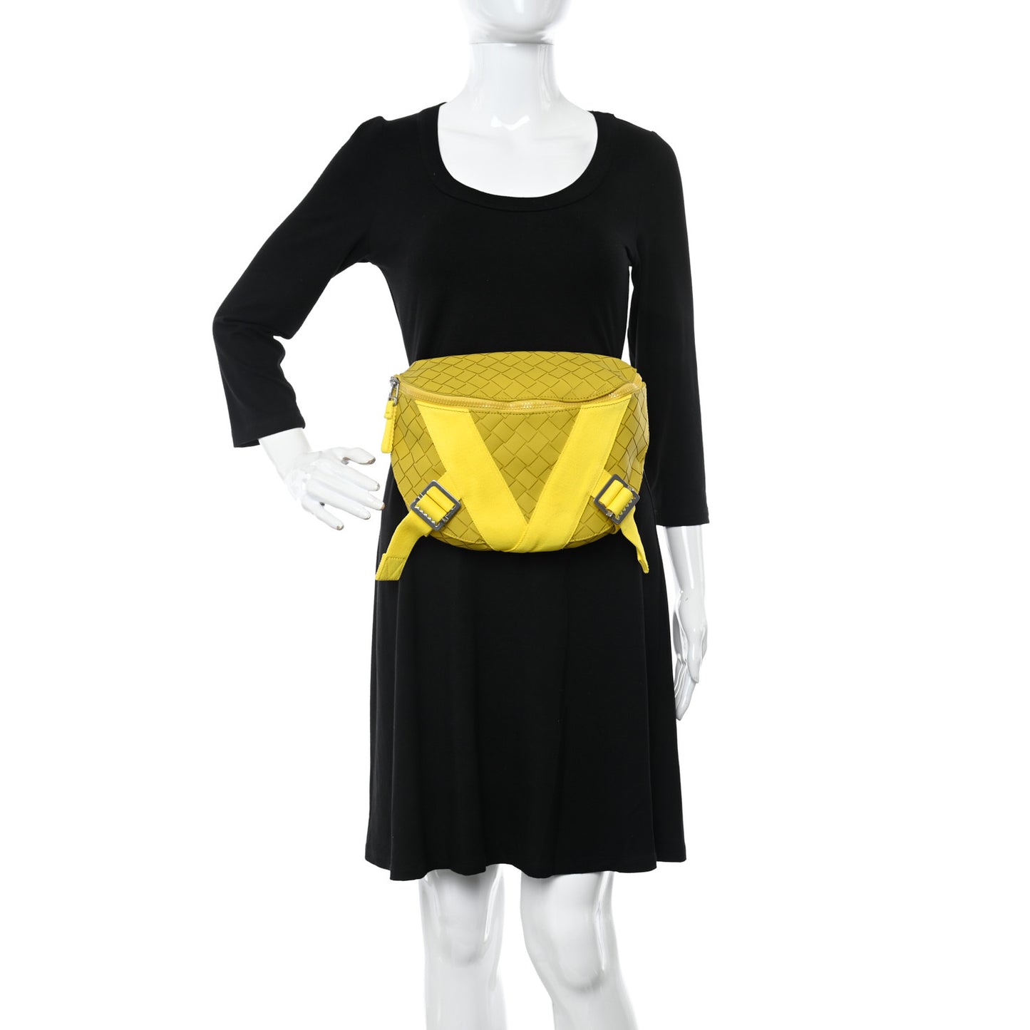 Nappa Intrecciato Carved Panels Belt Bag Yellow