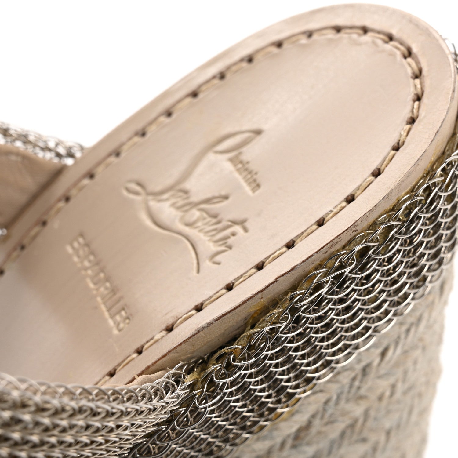 Christian Louboutin Rope Chain Cadena 140 Platform Wedge Sandals 38 Silver Grezzo 9 of 13