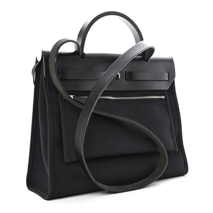 Hermes Military Toile Vache Hunter Herbag Zip PM 31 Black 4 of 13