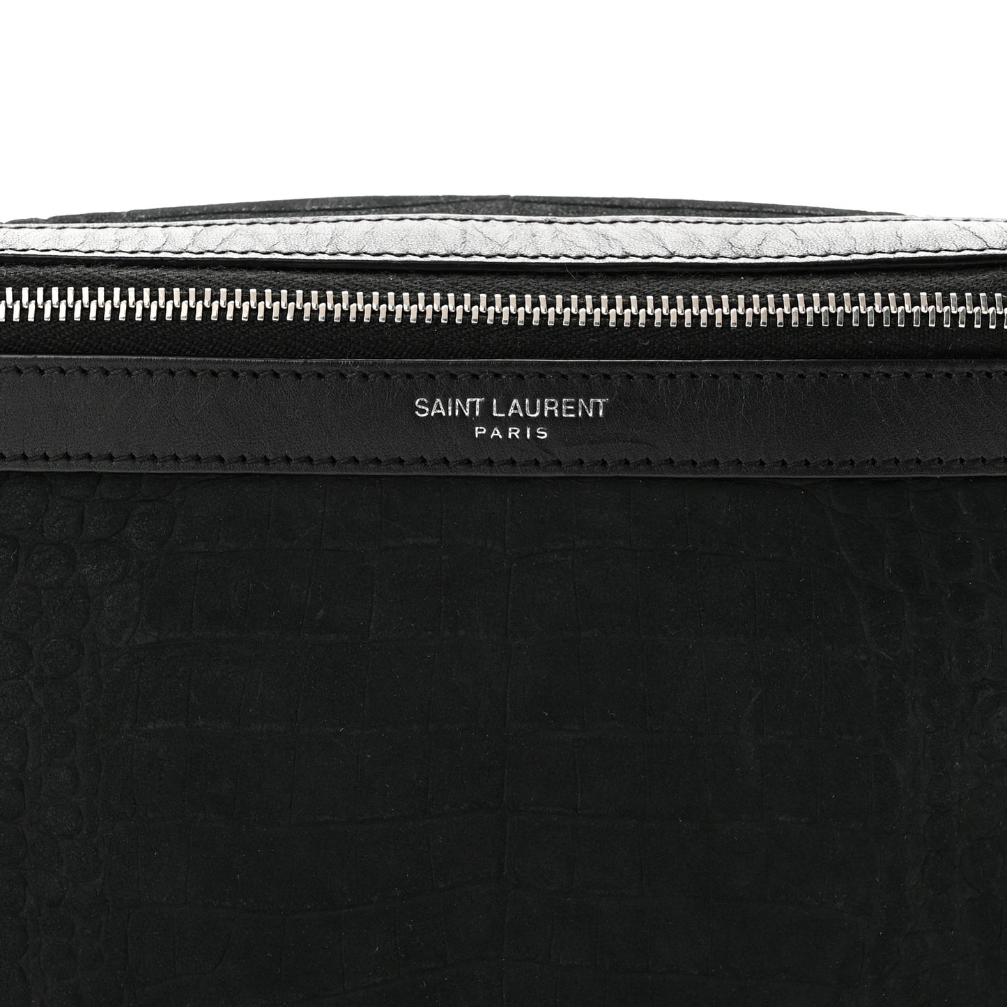 Nubuck Crocodile Embossed Classic Belt Bag Black