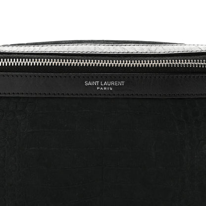 Saint Laurent Nubuck Crocodile Embossed Classic Belt Bag Black 8 of 10