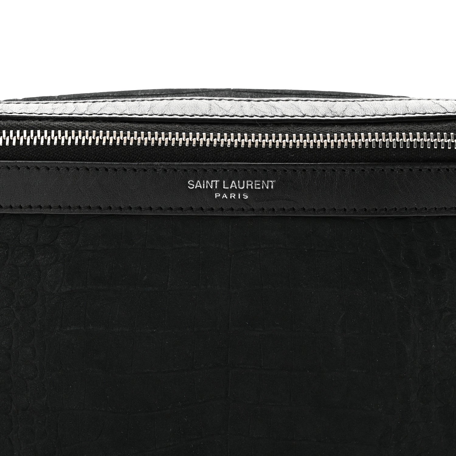 Saint Laurent Nubuck Crocodile Embossed Classic Belt Bag Black 8 of 10
