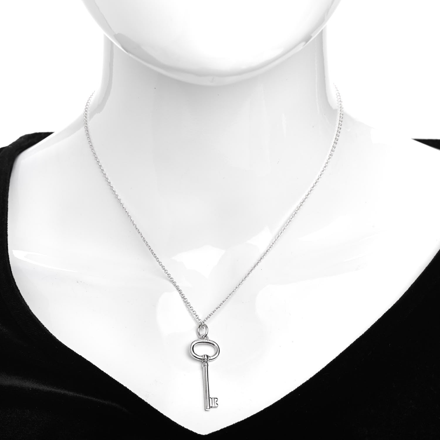 Tiffany Sterling Silver Oval Key Pendant Necklace 2 of 4