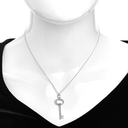 Tiffany Sterling Silver Oval Key Pendant Necklace 2 of 4