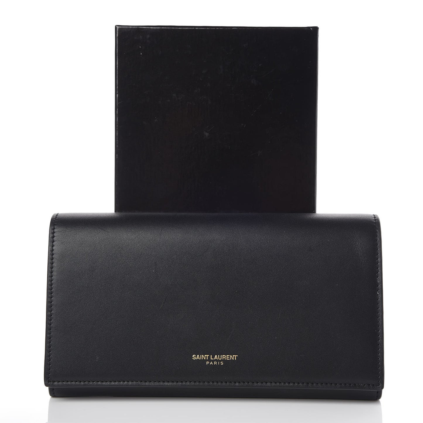 Smooth Calfskin Classic Large Flap Wallet Black