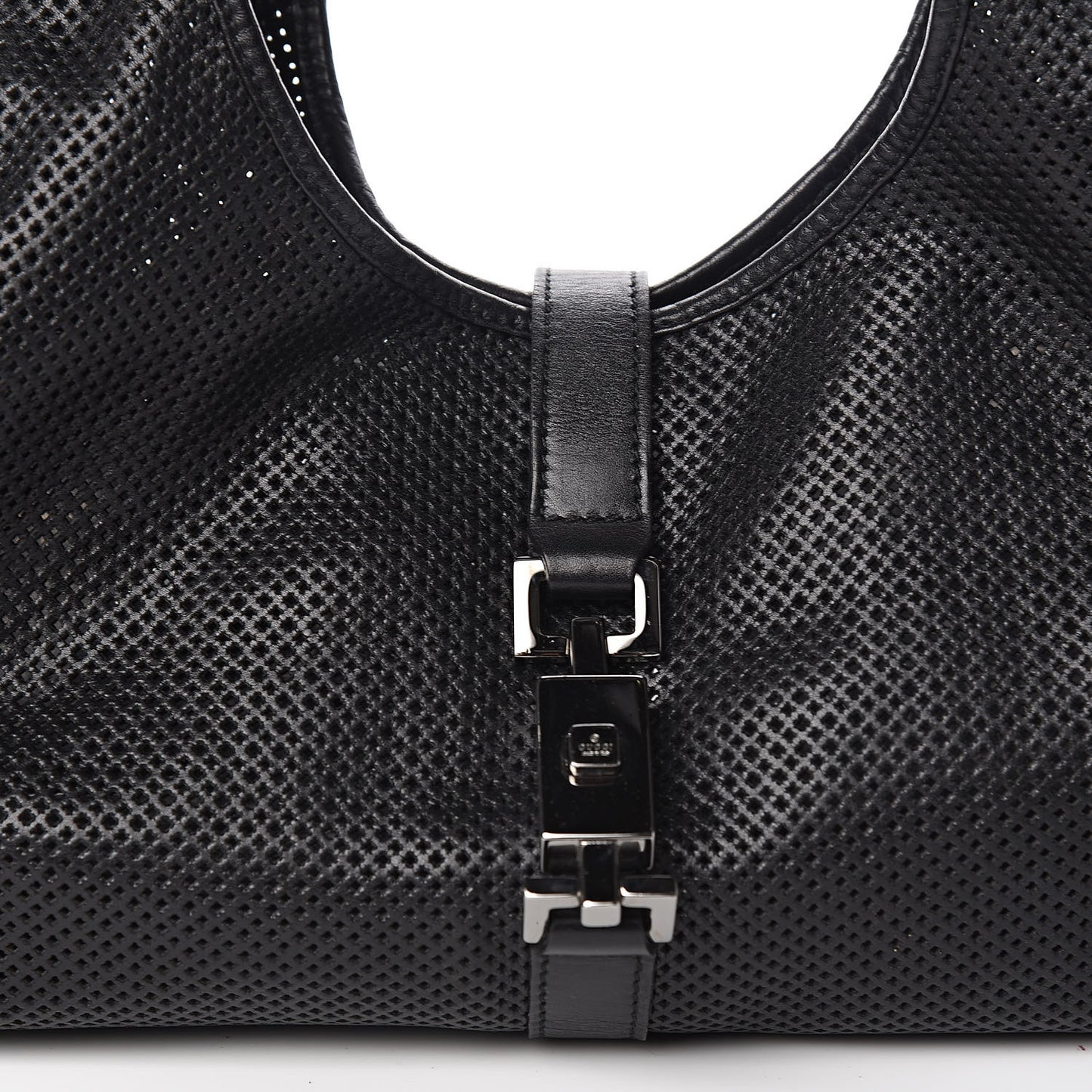 Perforated Calfskin Jackie O Hobo Black
