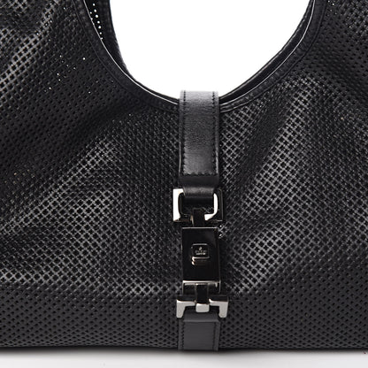 Gucci Perforated Calfskin Jackie O Hobo Black 13 of 13