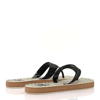 Chanel Entre Doigts Thong Sandals 39 Black White 5 of 11