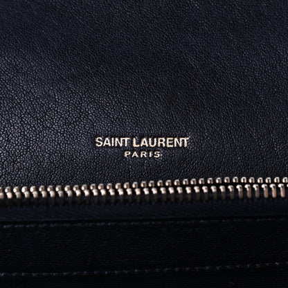 Saint Laurent Sheepskin Matelasse Chevron Monogram Large College Satchel Black 6 of 9