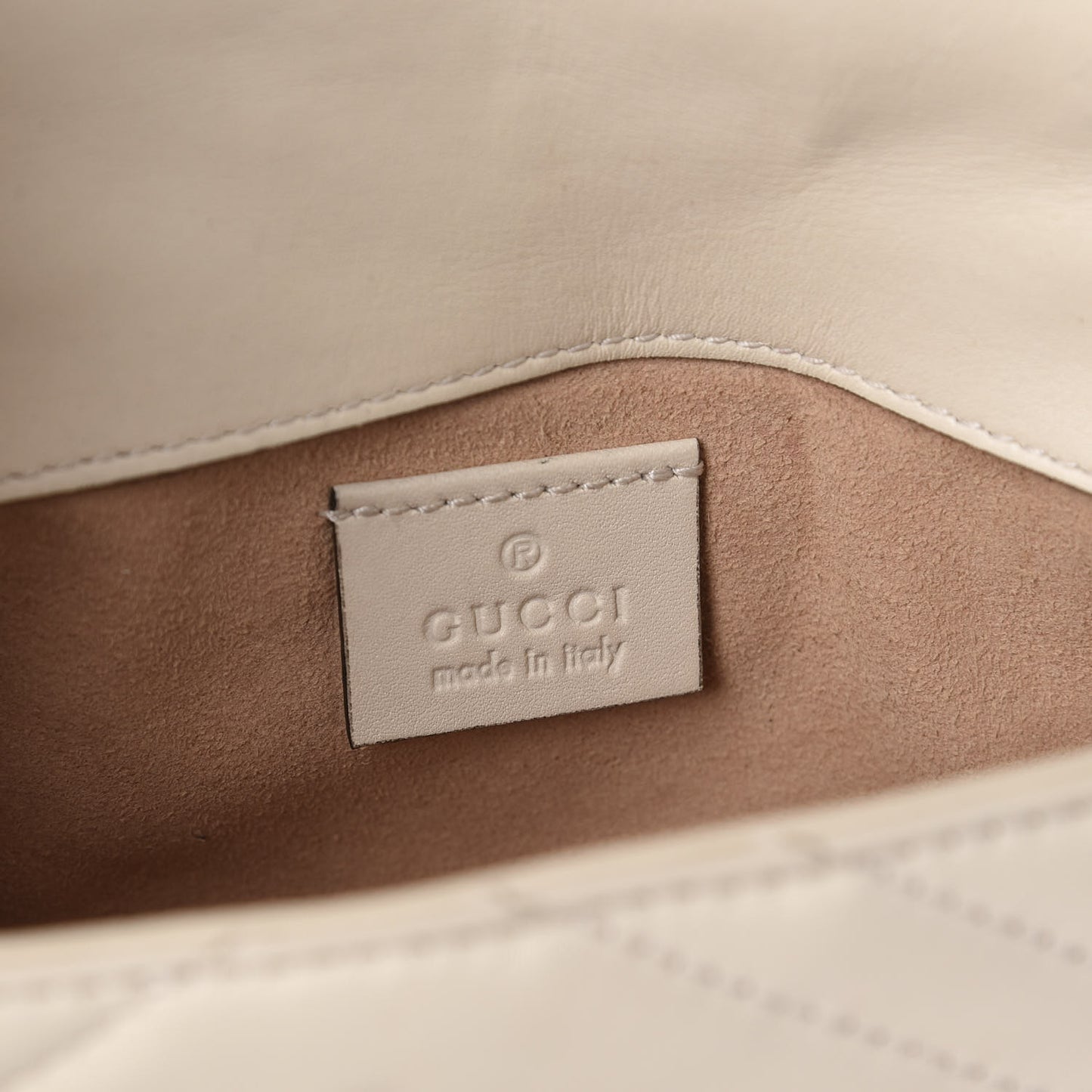 Calfskin Matelasse Super Mini GG Marmont Shoulder Bag White