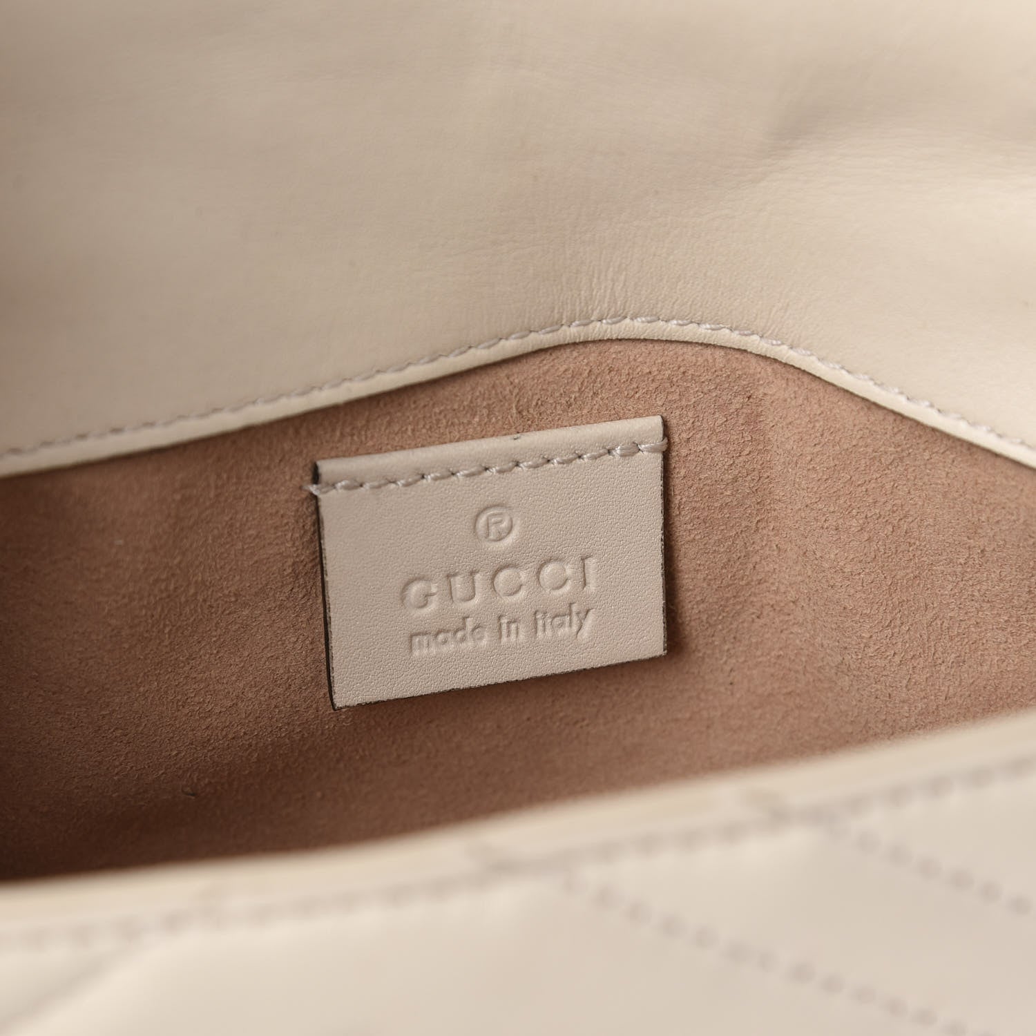 Gucci Calfskin Matelasse Super Mini GG Marmont Shoulder Bag White 9 of 12