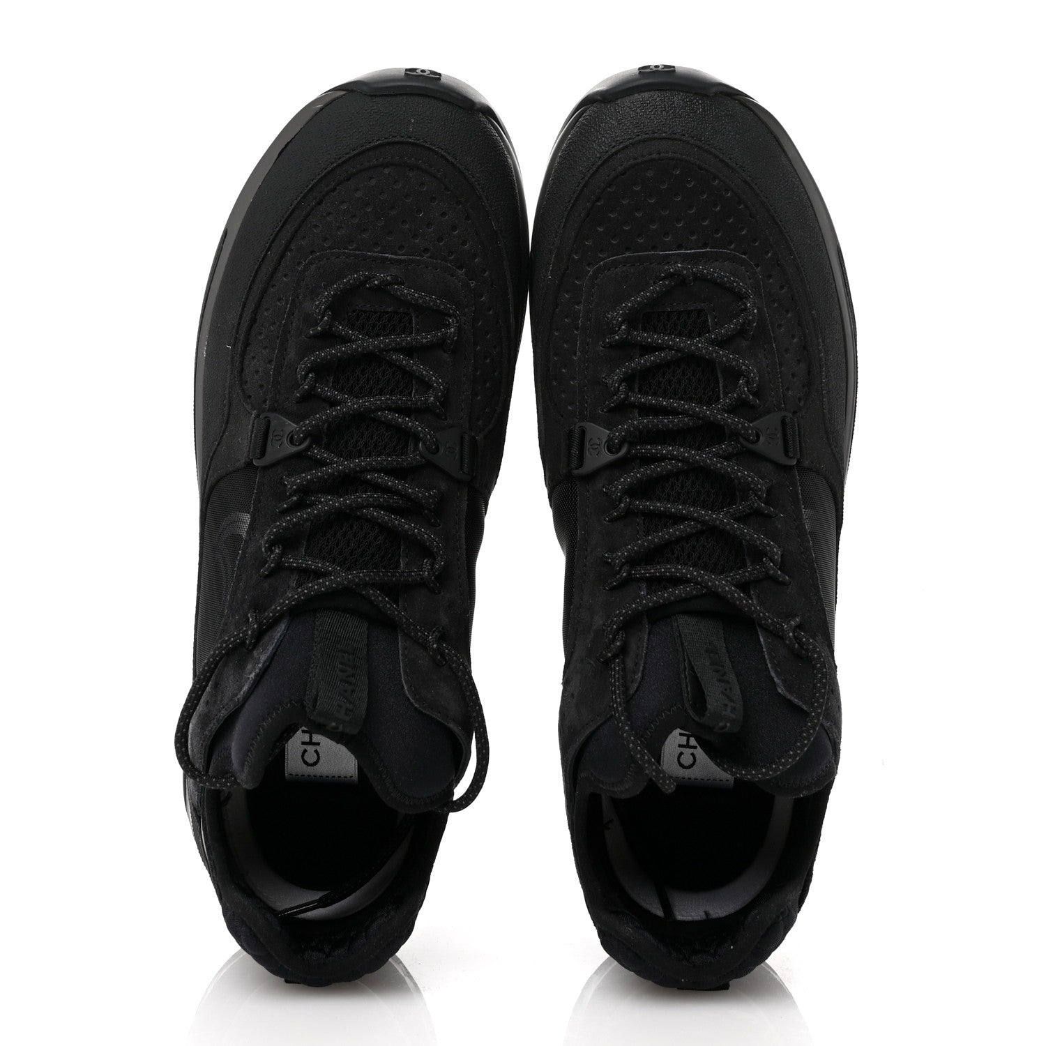 Chanel Suede Calfskin Mens CC Sneakers 42 Black 2 of 9